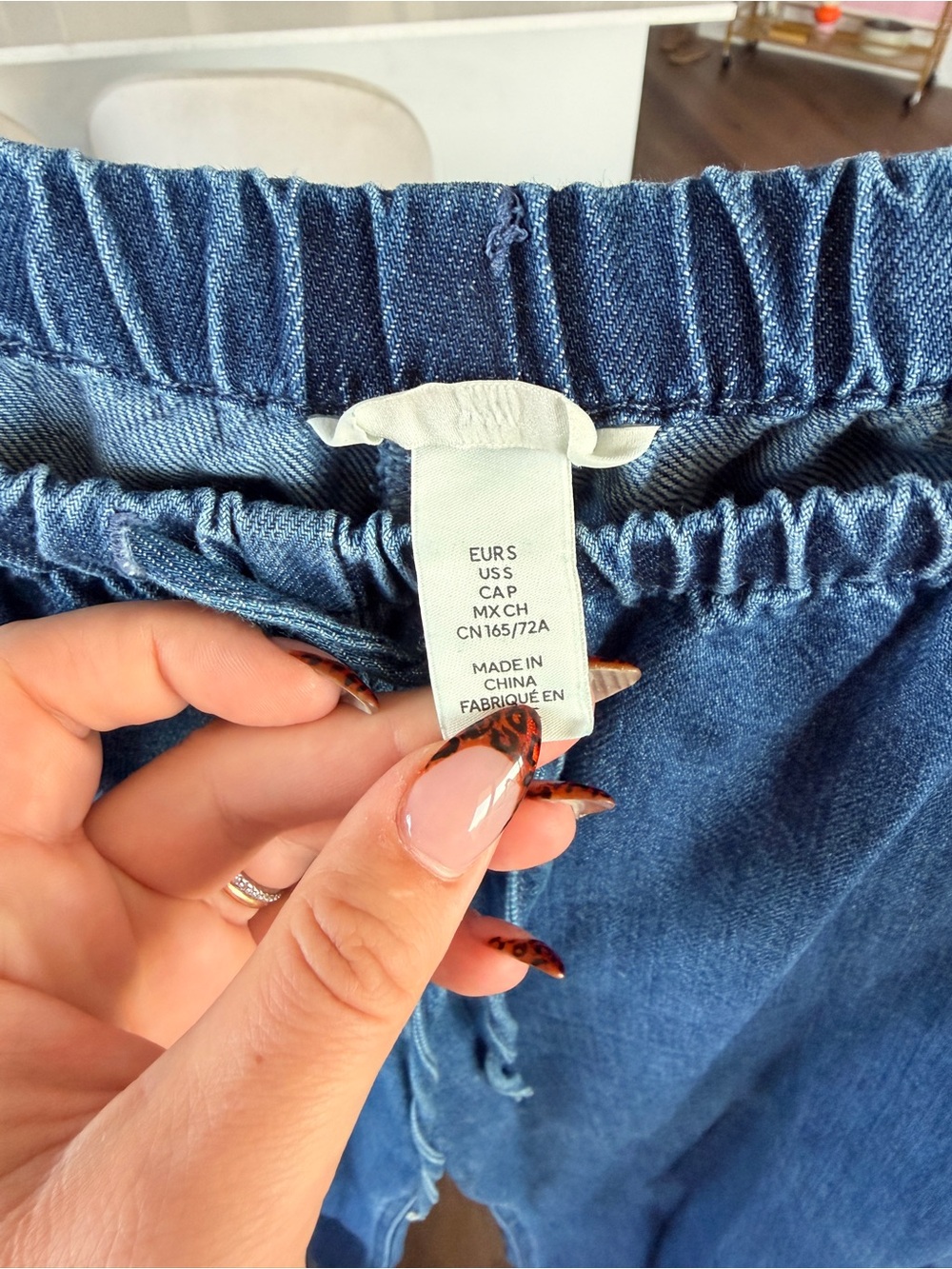 Blue Drawstring Denim Jeans - Picture 3 of 3